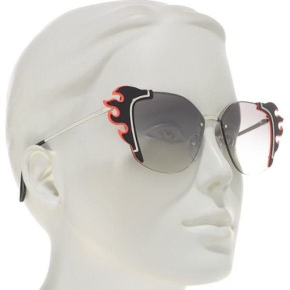 Prada Irregular Fire Flame 64mm Cat Eye Sunglasses - Picture 4 of 4